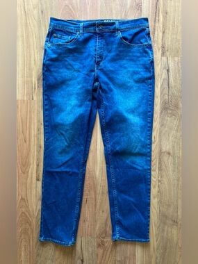 Devil Dog Athletic Stretch Mens 36x32 Blue Dungarees Jeans Medium Wash Tapered